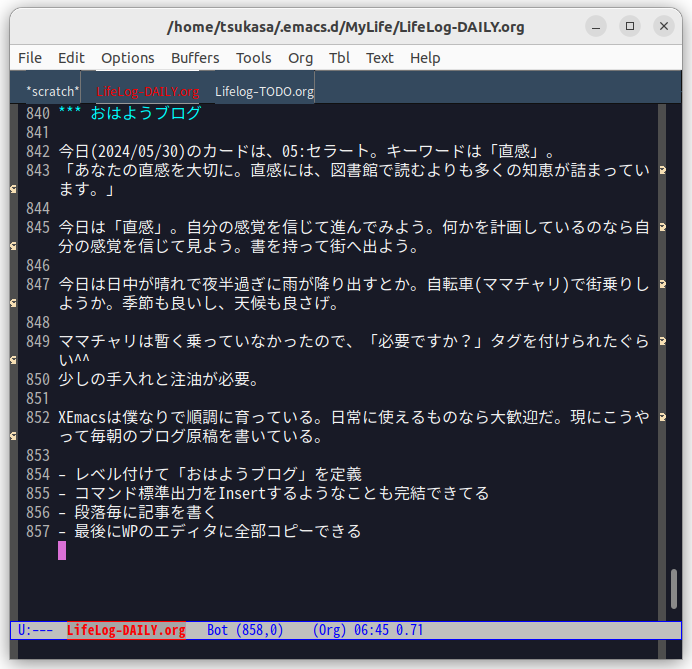 XEmacsで原稿